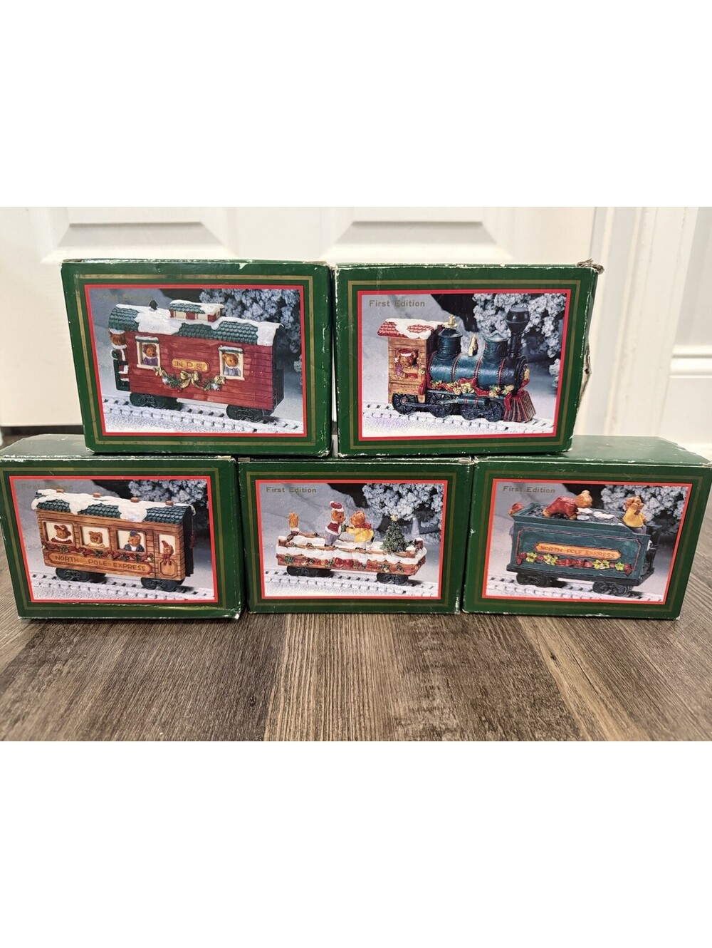 Vintage 1994 North Pole Express Christmas Train Set First edition Set of Five